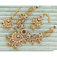 Rajwadi Collection Heritage Pota Stone And Pearl Necklace Set