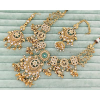 Rajwadi Collection Heritage Pota Stone And Pearl Necklace Set