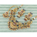 Rajwadi Collection Heritage Pota Stone And Pearl Meenakari Necklace Set