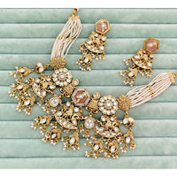 Rajwadi Collection Heritage Pota Stone And Pearl Necklace Set