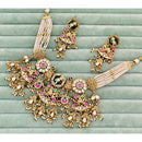 Rajwadi Collection Heritage Pota Stone And Pearl Necklace Set