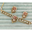 Rajwadi Collection Heritage Pota Stone And Pearl Choker Necklace Set