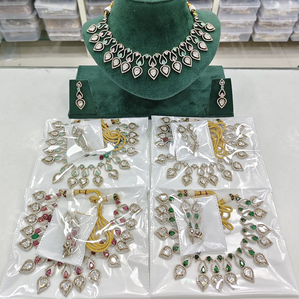 Rajwadi Collection Regal Polki Kundan Stone Festive Necklace Set
