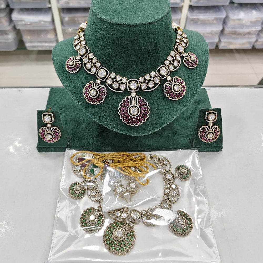 Rajwadi Collection Regal Polki Kundan Stone Festive Necklace Set
