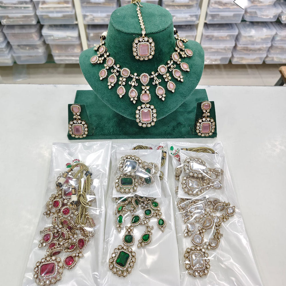 Rajwadi Collection Regal Polki Kundan Stone Festive Necklace Set