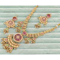 Rajwadi Collection Ethnic Pota Stone And Pearl Necklace Set