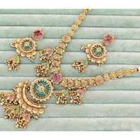Rajwadi Collection Ethnic Pota Stone And Pearl Necklace Set