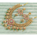 Rajwadi Collection Ethnic Pota Stone And Pearl Necklace Set