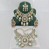 Rajwadi Collection Ethnic Pota Stone And Pearl Choker Necklace Set
