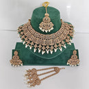 Rajwadi Collection Grand Crystal Pearl And Beads Festive Choker Necklace Set