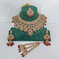 Rajwadi Collection Grand Crystal Pearl And Beads Festive Choker Necklace Set