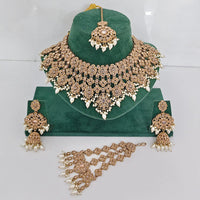 Rajwadi Collection Grand Crystal Pearl And Beads Festive Choker Necklace Set
