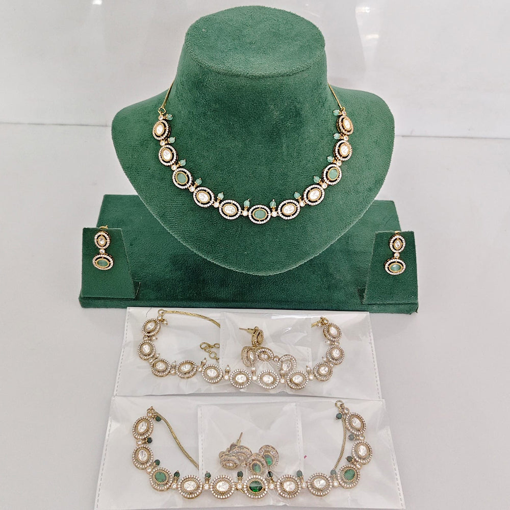 Rajwadi Collection Elegant Polki Kundan And Pearl Statement Necklace Set