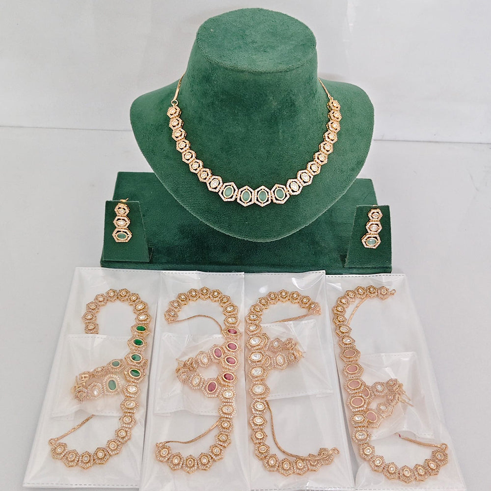 Rajwadi Collection Elegant Polki Kundan Stone Statement Necklace Set