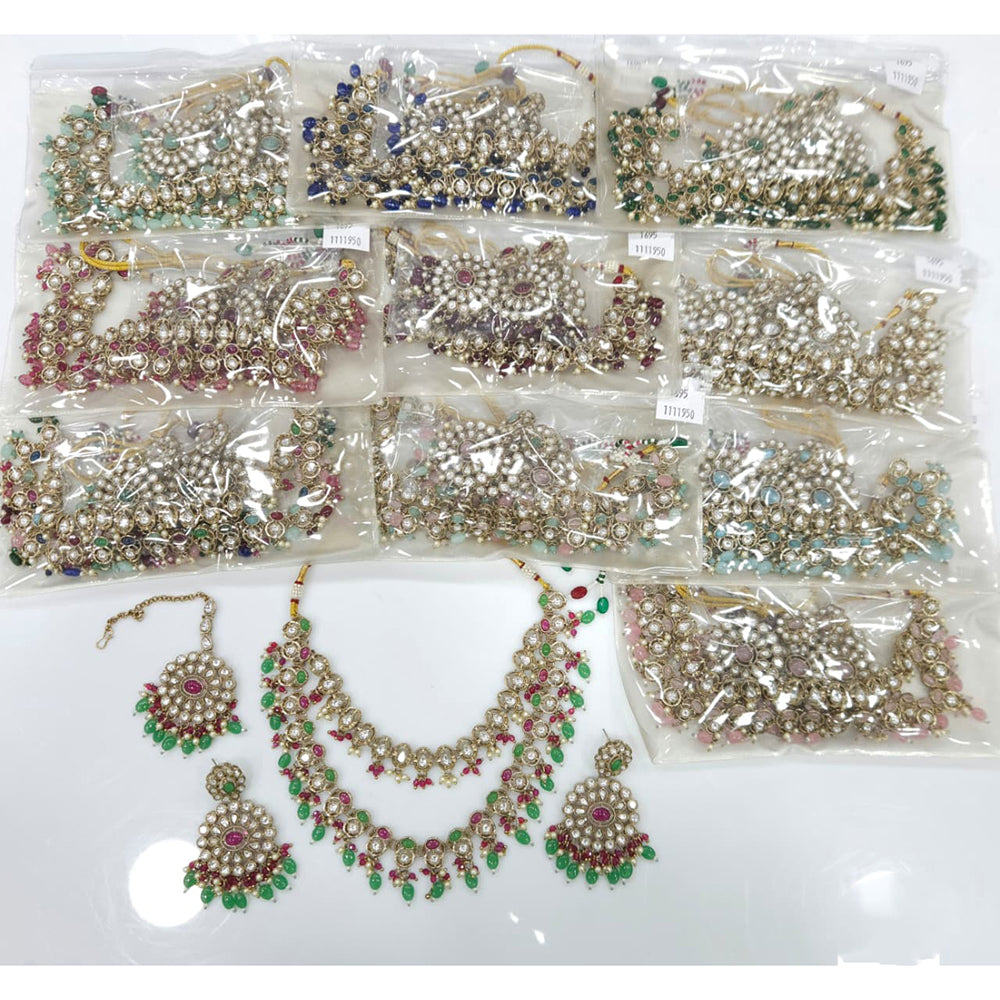 Rajwadi Collection Heritage Pota Stone And Austrian Stone Beads Designer Necklace Set