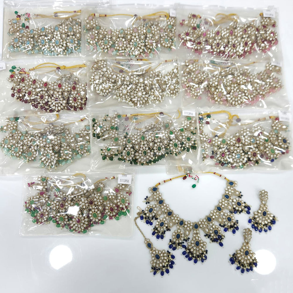 Rajwadi Collection Heritage Pota Stone And Beads Designer Necklace Set