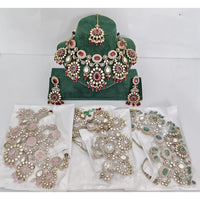 Rajwadi Collection Grand American Diamond And Beads Royal Necklace Set