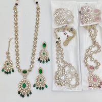 Rajwadi Collection Grand American Diamond And Beads Royal Long Necklace Set