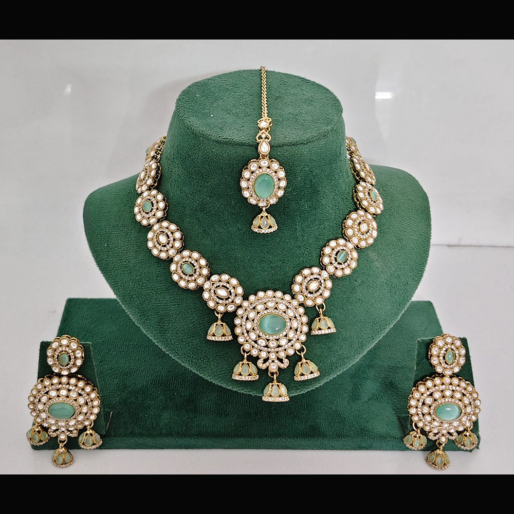 Rajwadi Collection Heritage Pota Stone And Austrian Stone Necklace Set