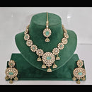 Rajwadi Collection Heritage Pota Stone And Austrian Stone Necklace Set