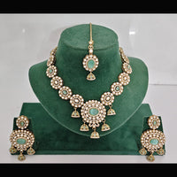 Rajwadi Collection Heritage Pota Stone And Austrian Stone Necklace Set