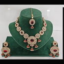 Rajwadi Collection Heritage Pota Stone And Austrian Stone Necklace Set