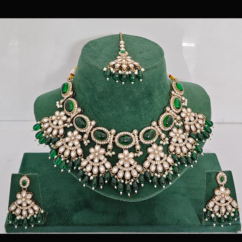 Rajwadi Collection Heritage Pota And Austrian Stone Beads Necklace Set