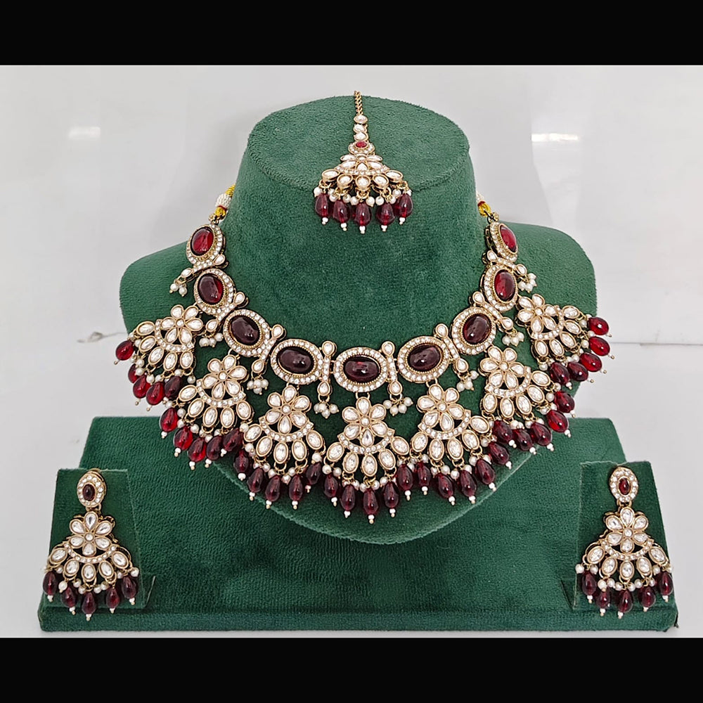 Rajwadi Collection Heritage Pota And Austrian Stone Beads Necklace Set