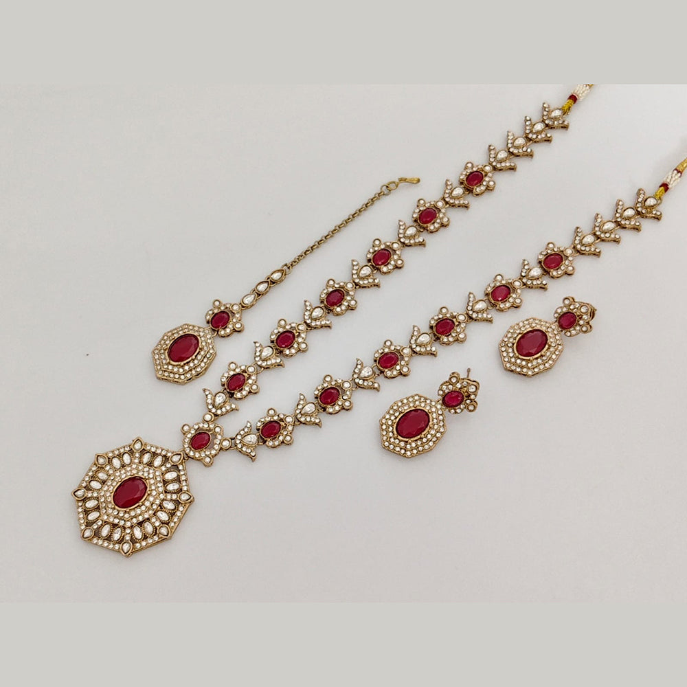 Rajwadi Collection Heritage Pota And Austrian Stone Beads Necklace Set