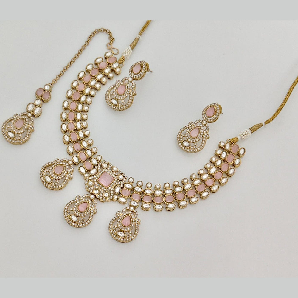 Rajwadi Collection Heritage Pota Stone And Austrian Stone Necklace Set