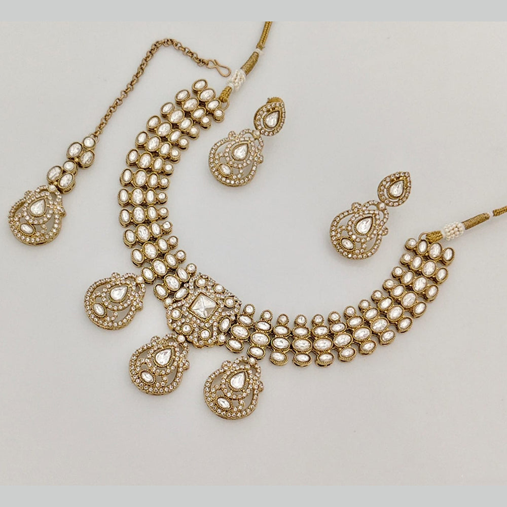 Rajwadi Collection Heritage Pota Stone And Austrian Stone Necklace Set