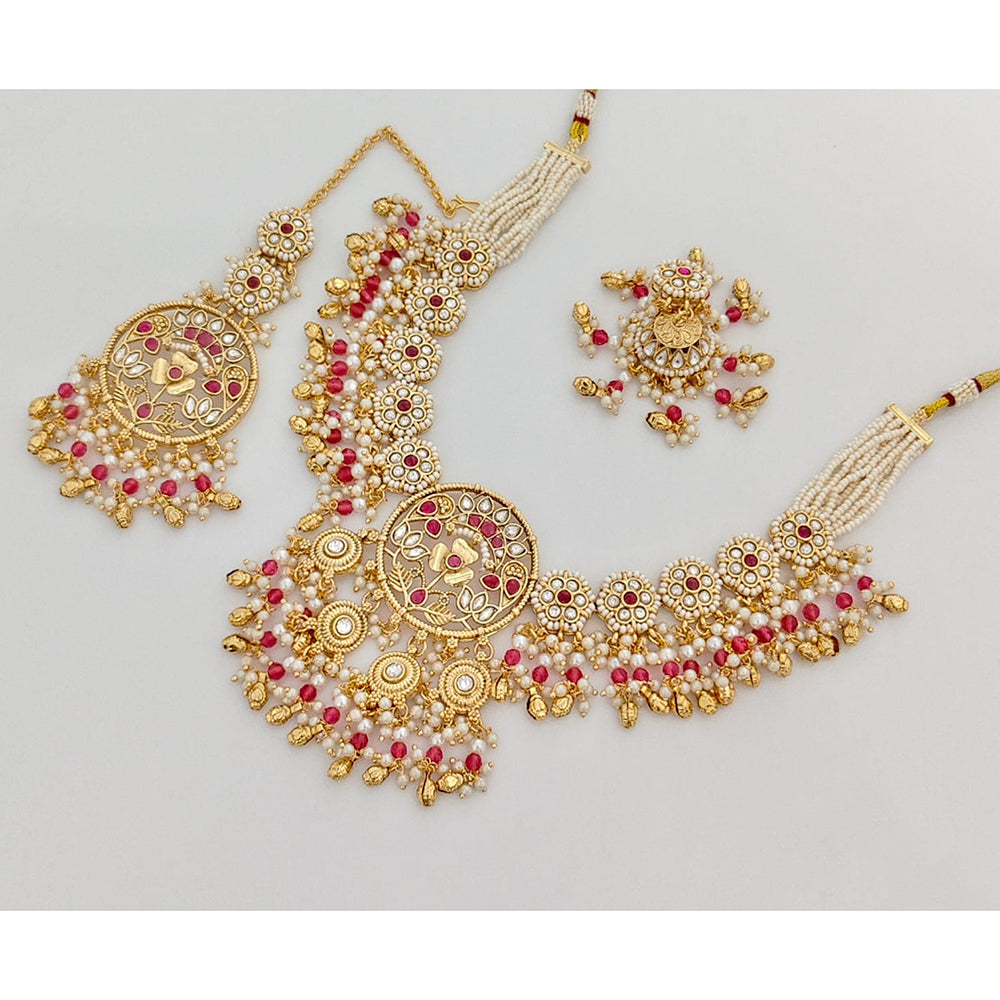 Rajwadi Collection Heritage Pota Stone And Pearl Necklace Set