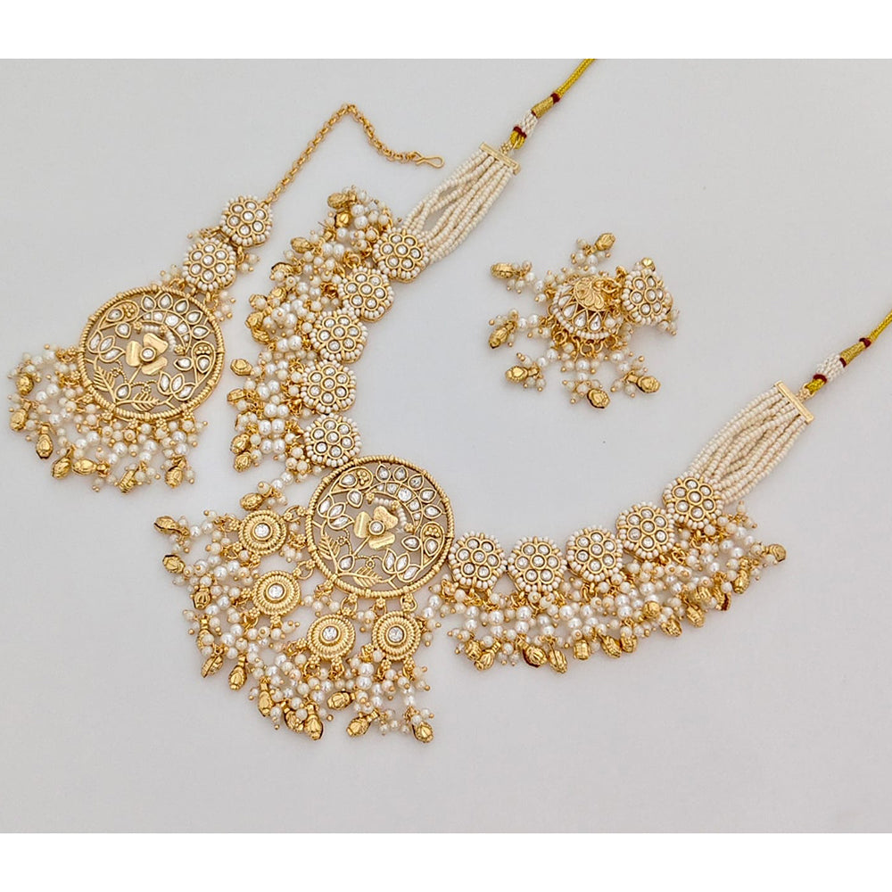 Rajwadi Collection Heritage Pota Stone And Pearl Necklace Set
