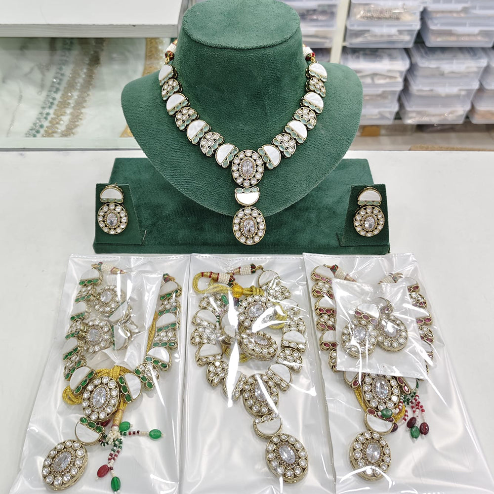 Rajwadi Collection Heritage Polki Kundan Stone Necklace Set  