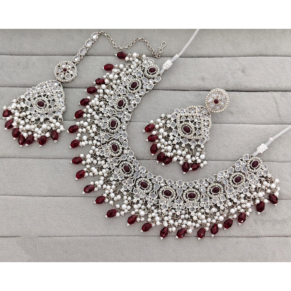 Rajwadi Collection Traditional Crystal Stone And Pearl Necklace Set