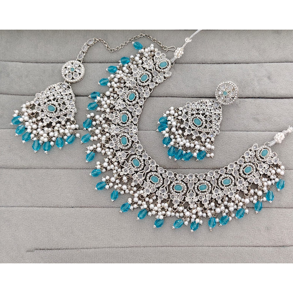 Rajwadi Collection Traditional Crystal Stone And Pearl Necklace Set