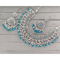 Rajwadi Collection Traditional Crystal Stone And Pearl Necklace Set