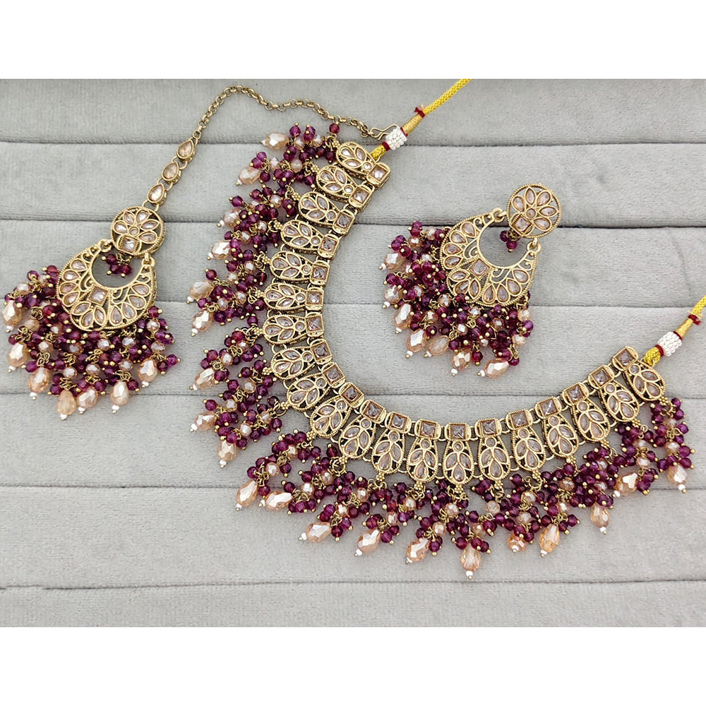 Rajwadi Collection Traditional Crystal Stone And Pearl Necklace Set