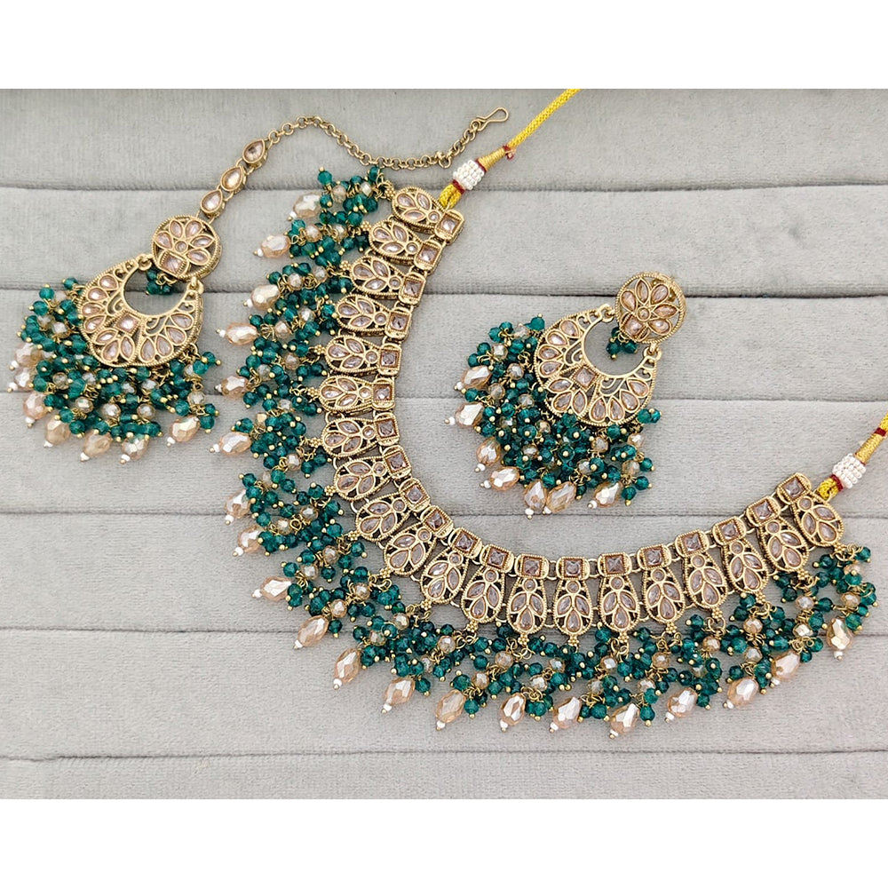 Rajwadi Collection Traditional Crystal Stone And Pearl Necklace Set