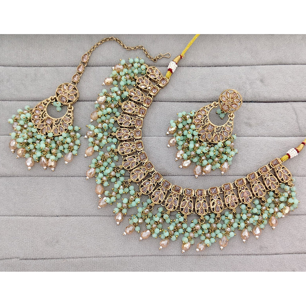 Rajwadi Collection Traditional Crystal Stone And Pearl Necklace Set