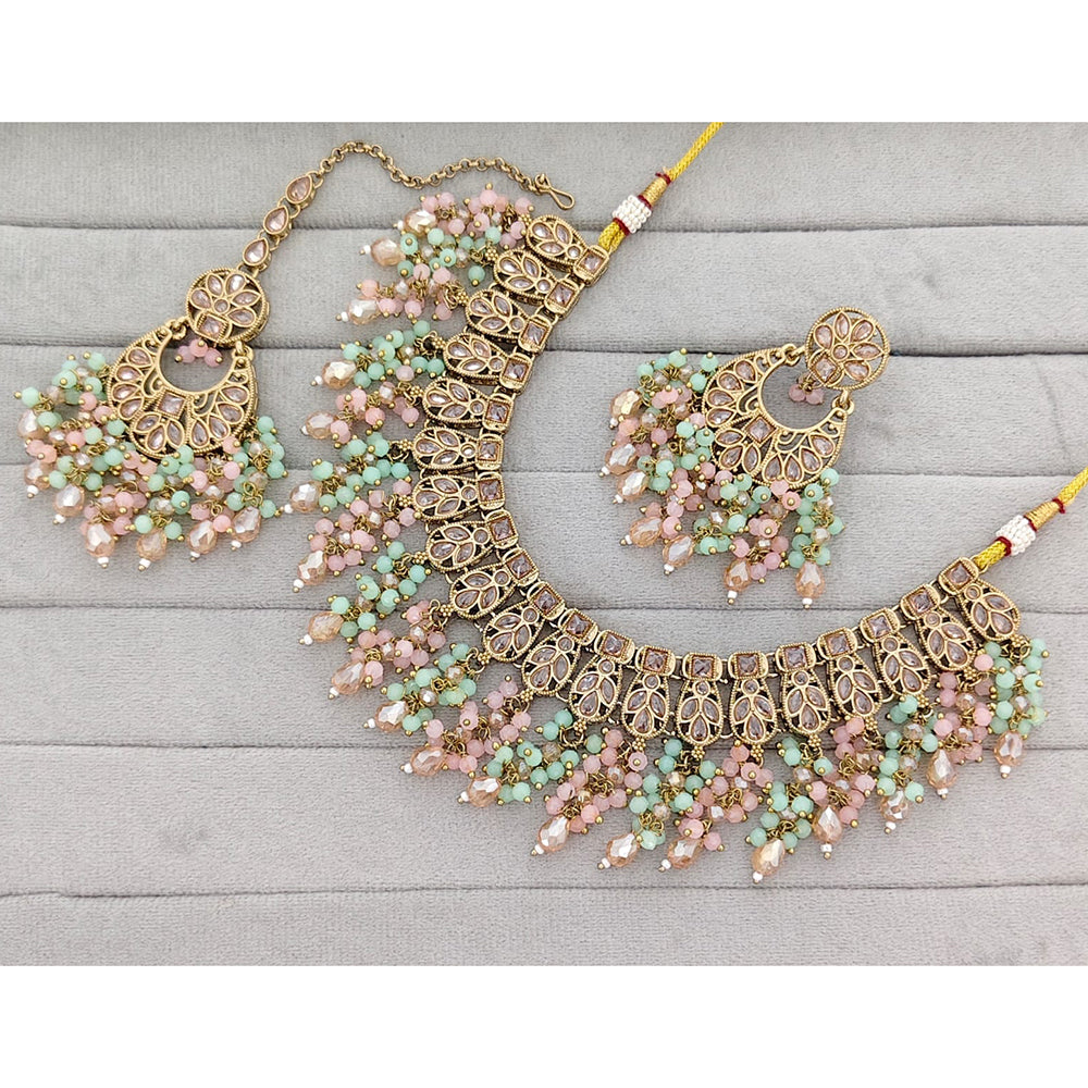 Rajwadi Collection Traditional Crystal Stone And Pearl Necklace Set