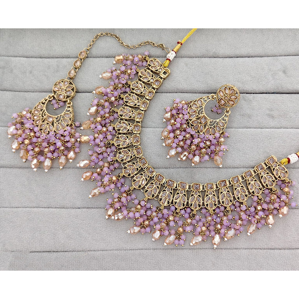 Rajwadi Collection Traditional Crystal Stone And Pearl Necklace Set