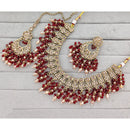 Rajwadi Collection Traditional Crystal Stone And Pearl Necklace Set
