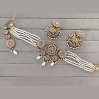 Rajwadi Collection Traditional Crystal Stone And Pearl Necklace Set