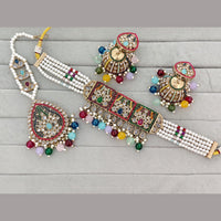 Rajwadi Collection Premium Polki Kundan Stone And Pearl Choker Necklace Set