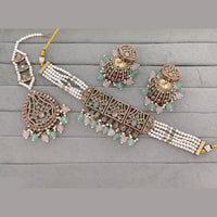 Rajwadi Collection Premium Polki Kundan Stone And Pearl Choker Necklace Set
