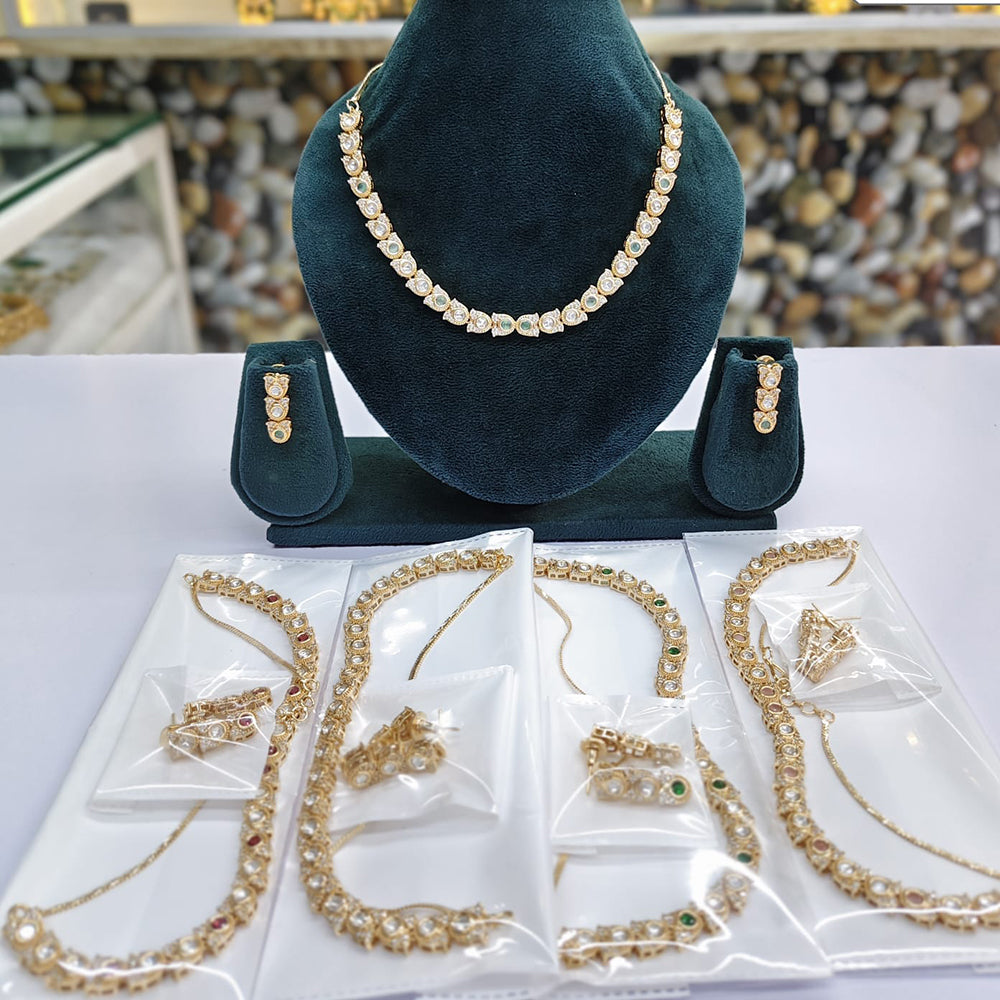 Rajwadi Collection Traditional Polki Kundan Stone Necklace Set