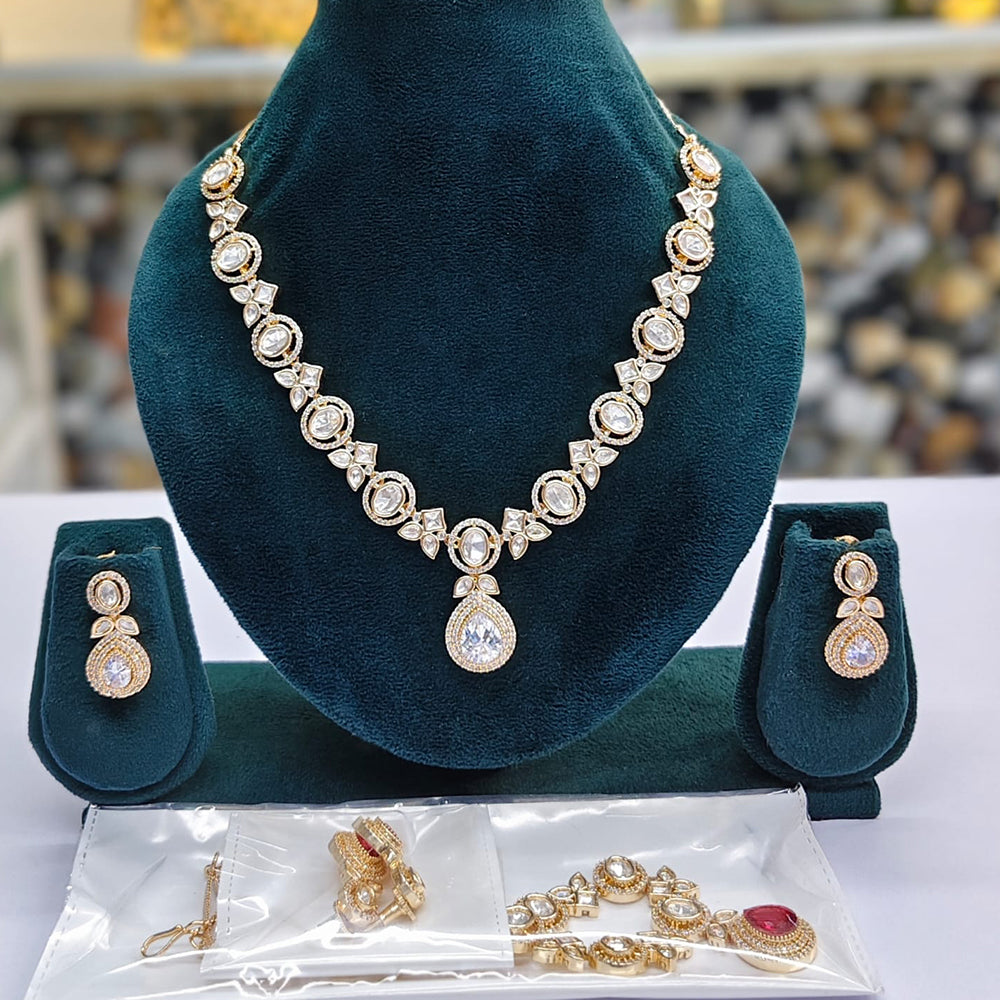 Rajwadi Collection Vintage Rajwadi Style Polki Kundan Stone Necklace Set