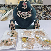 Rajwadi Collection Festive Special Polki Kundan Stone And Pearl Choker Necklace Set