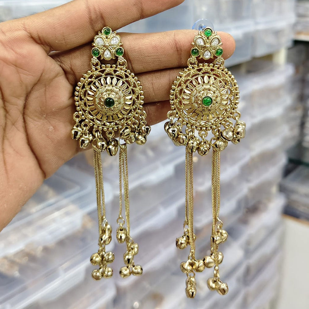 Rajwadi Collection Royal Pota Stone Ghungroo Dangler Earrings